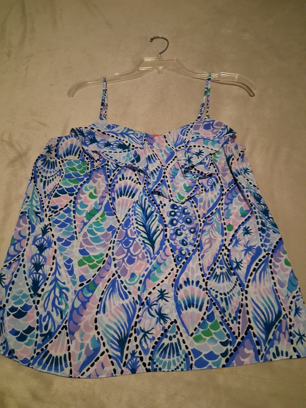 Lilly Pulitzer Blue, Pink & Green Ruffle Cami Top - Picture 4 of 7